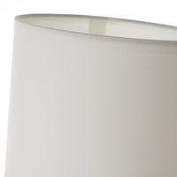 Lámpara de mesa de cerámica beige y pantalla blanca de 15x28 cm