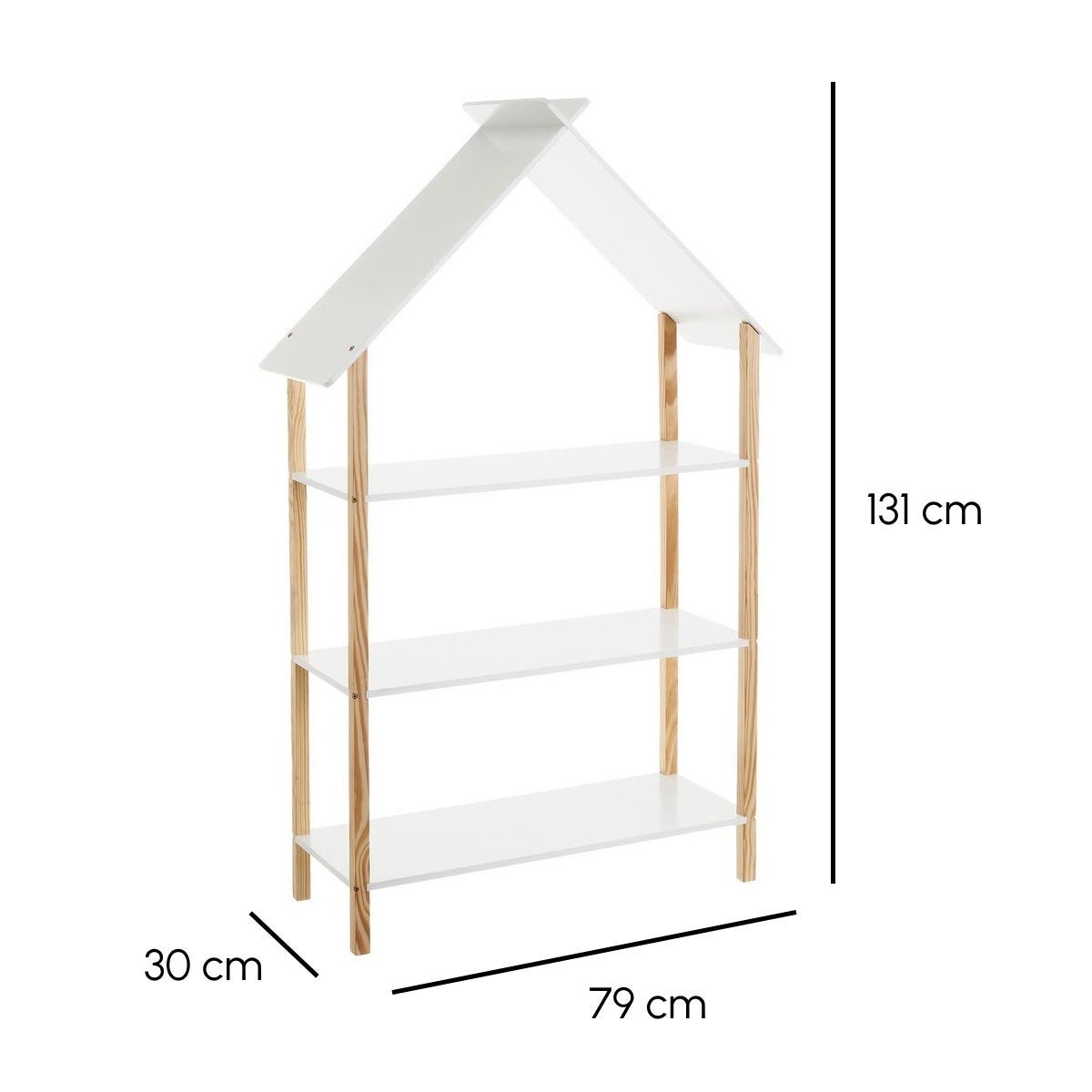 Estanterí­a casa con 3 estantes de madera