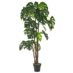 Planta artificial monstera verde en maceta de plástico. Altura de 170 cm