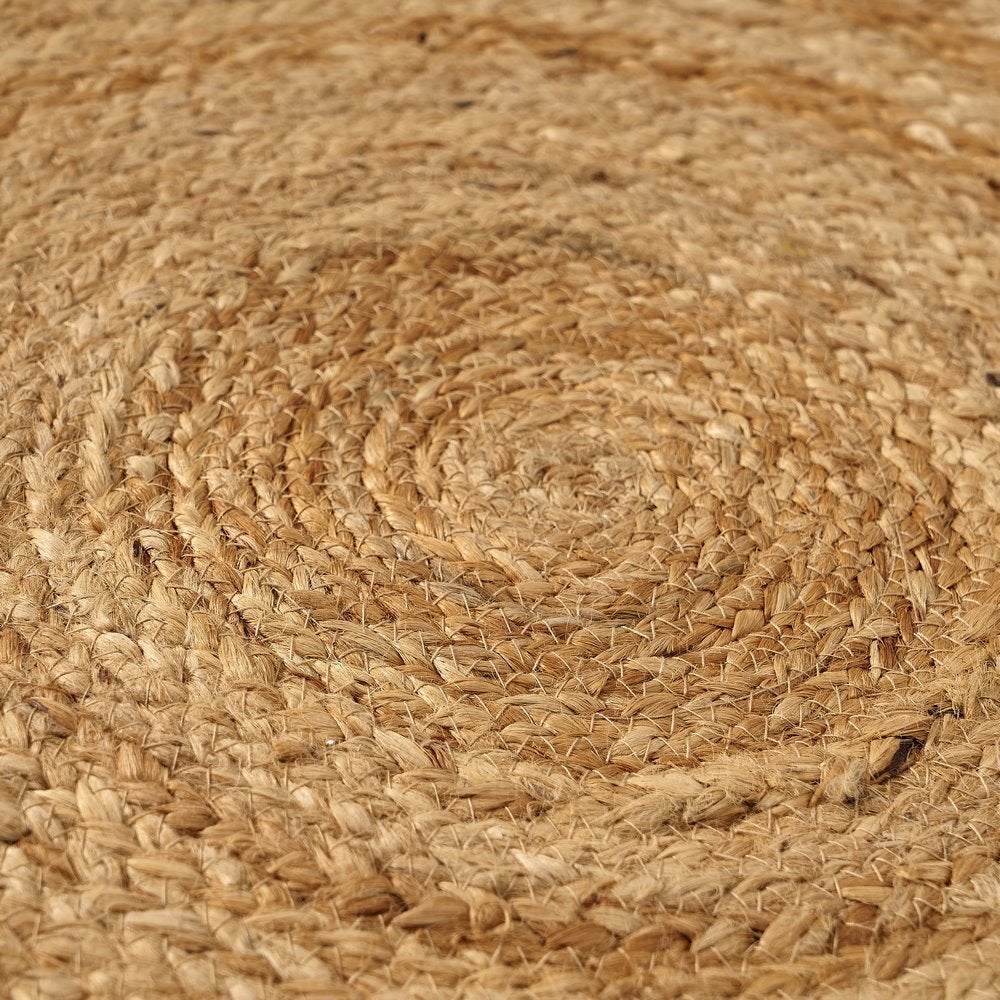 Alfombra redonda de yute natural trenzado con círculos de 100 cm