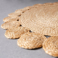 Alfombra redonda de yute natural trenzado con círculos de 120 cm