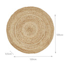 Alfombra redonda trenzada de yute natural doble costura de 120 cm