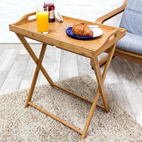 Mesita Bandeja Plegable de bambíº marrón de 35x55x61 cm