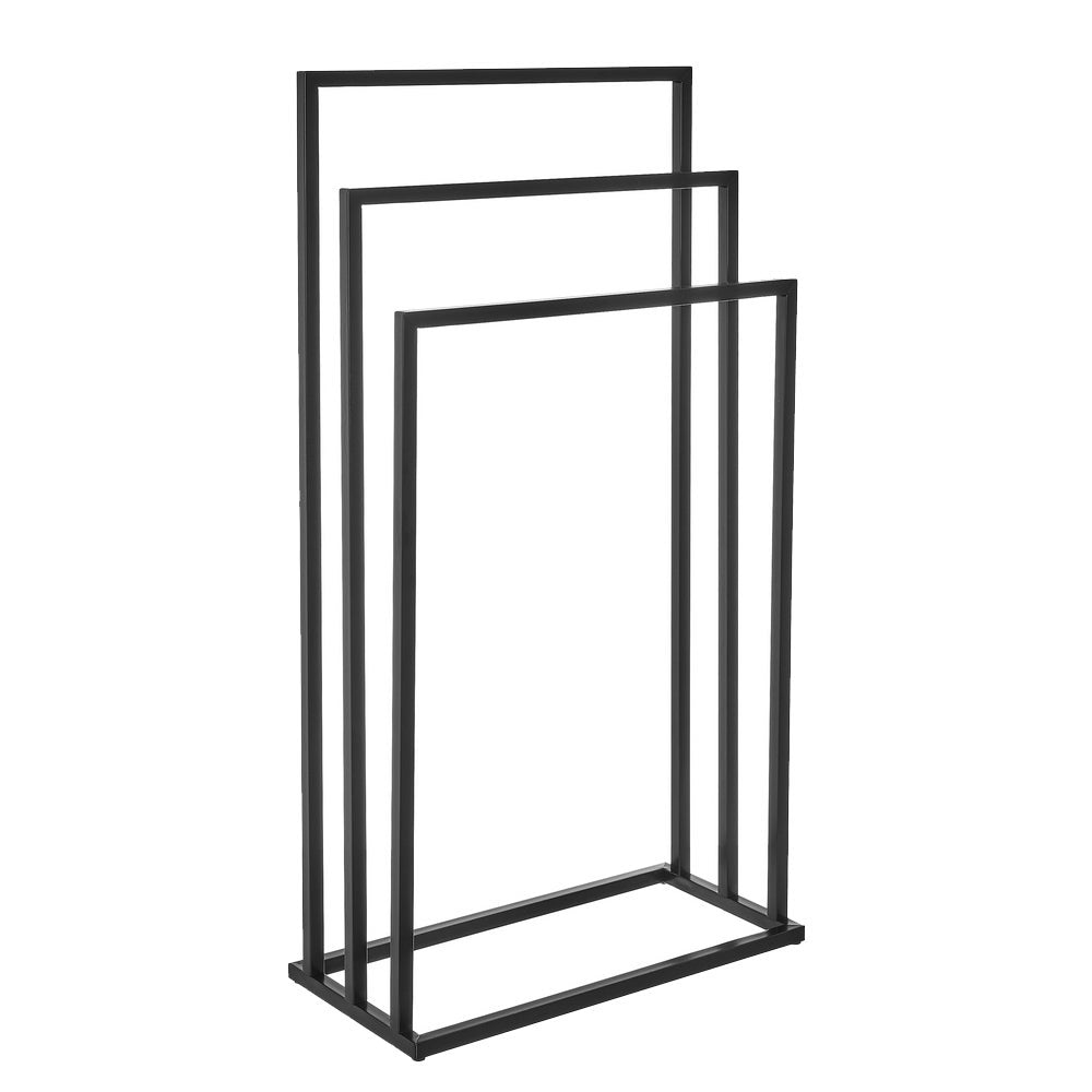 Toallero pie míºltiple negro de metal de 45x21x84 cm