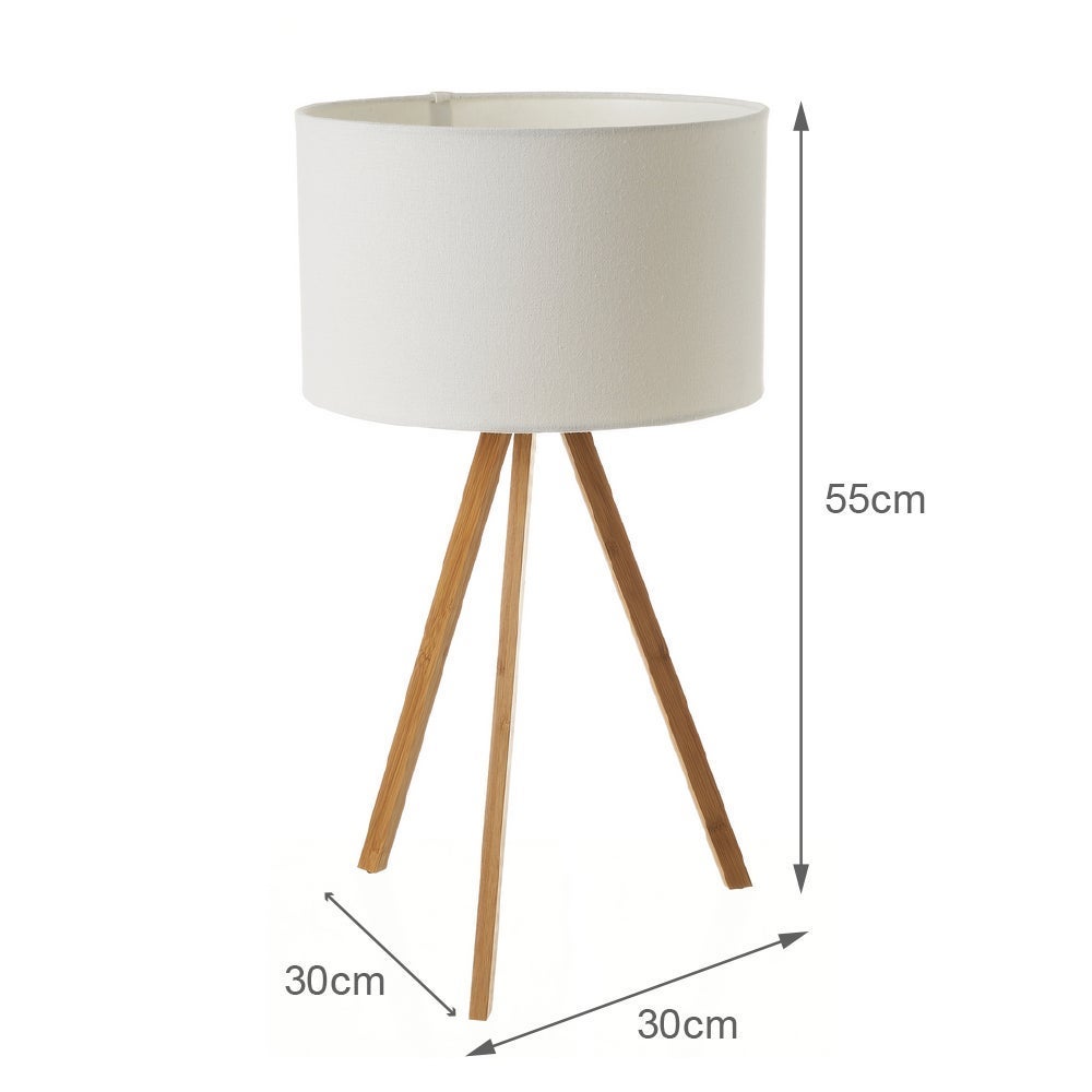 Lámpara de mesa trí­pode de bambíº natural de í˜ 30x55 cm