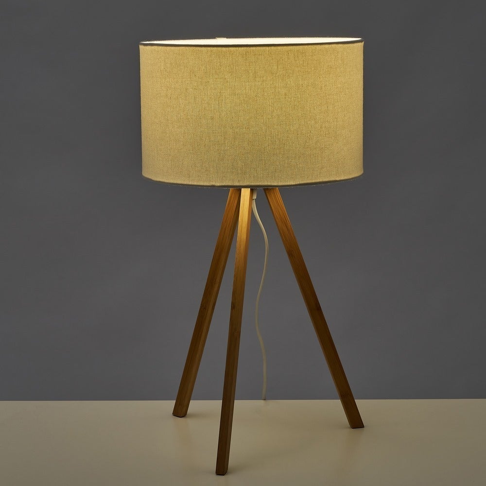 Lámpara de mesa trí­pode de bambíº natural de í˜ 30x55 cm