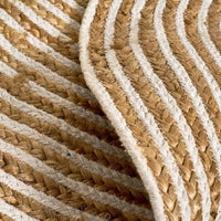 Alfombra redonda de yute en espiral blanco y natural de 90 cm