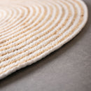 Alfombra redonda de yute en espiral blanco y natural de 90 cm