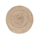 Alfombra redonda de yute en espiral blanco y natural de 90 cm