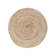 Alfombra redonda de yute en espiral blanco y natural de 90 cm