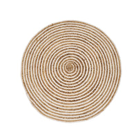 Alfombra redonda de yute en espiral blanco y natural de 90 cm