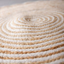 Alfombra redonda de yute en espiral blanco y natural de 100 cm