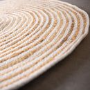 Alfombra redonda de yute en espiral blanco y natural de 100 cm