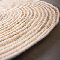 Alfombra redonda de yute en espiral blanco y natural de 100 cm
