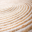 Alfombra redonda de yute en espiral blanco y natural de 100 cm