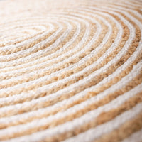 Alfombra redonda de yute en espiral blanco y natural de 100 cm