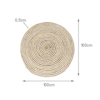Alfombra redonda de yute en espiral blanco y natural de 100 cm