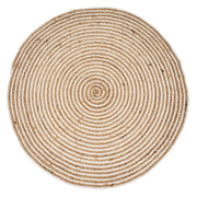 Tapete redondo em juta espiral branco e natural de 120 cm