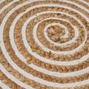 Alfombra redonda de yute en espiral blanco y natural de 120 cm