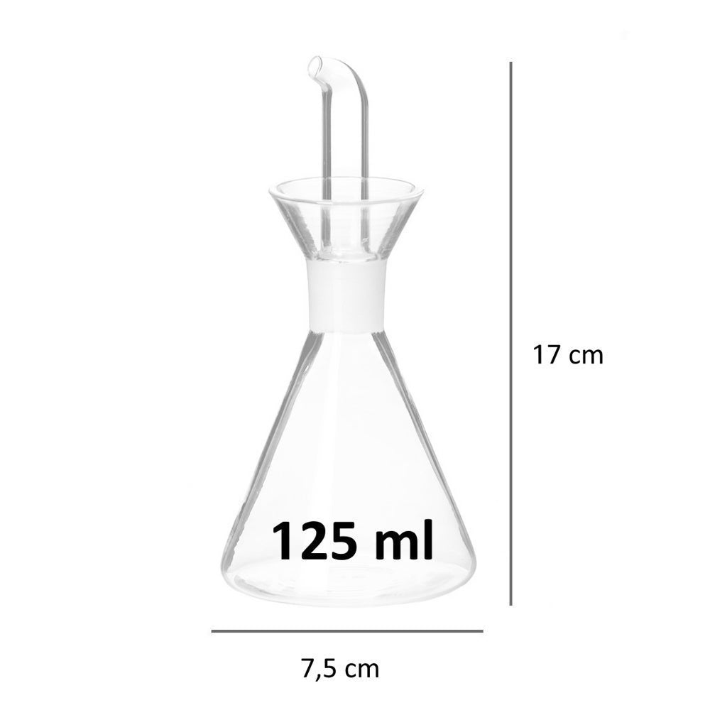 Aceitera antigoteo transparente de cristal 125 ml 7,5x7,5x17 cm