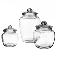 Juego de 3 botes bombonera de cristal transparente con tapa