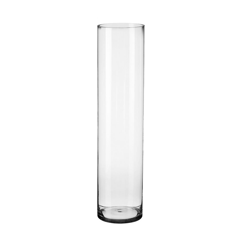 Jarrón cilí­ndrico de cristal transparente de Ø  15x80 cm
