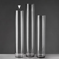 Jarrón cilí­ndrico de cristal transparente de Ø  15x80 cm