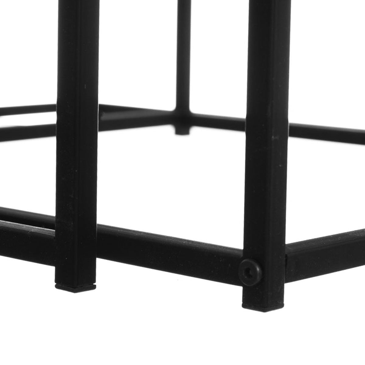 Set 3 mesas nido de metal negro y tablero color roble de 40cm, 35cm y 30cm