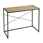 Mesa escritorio marrón de madera y metal negro de 100x45x75 cm