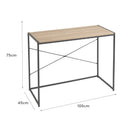 Mesa escritorio marrón de madera y metal negro 100x45x75 cm