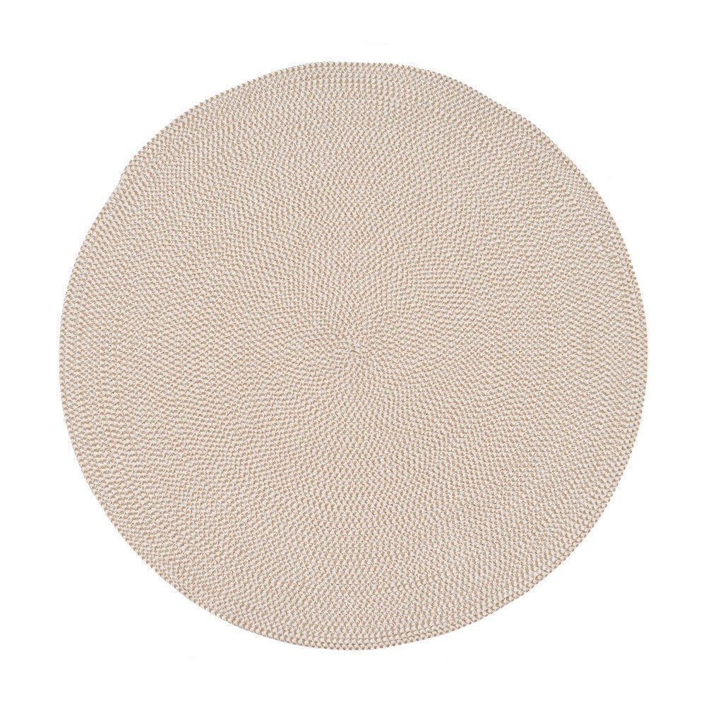 Alfombra redonda trenzada de cuerda blanca y natural de Ã˜ 110 cm