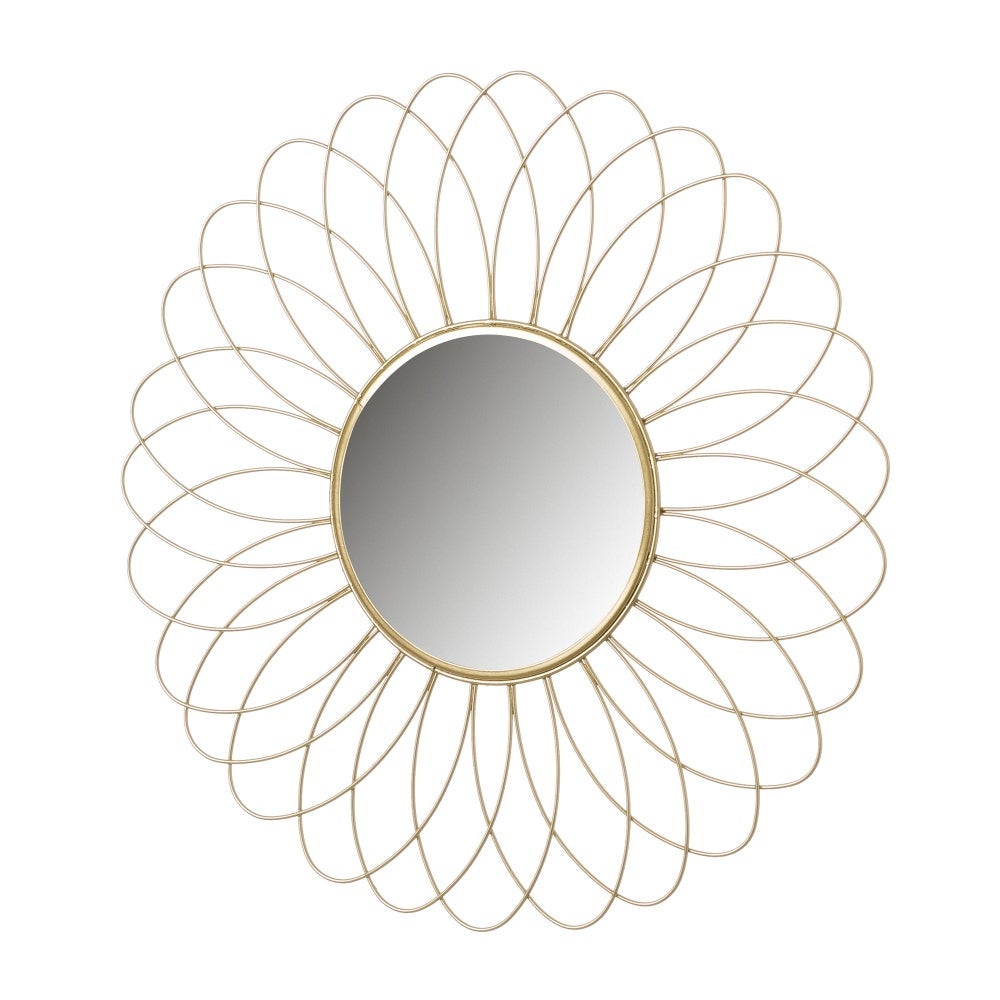 Espejo flor dorado de metal de Ø 49 cm