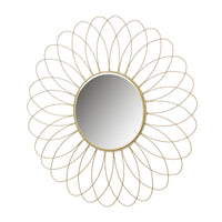 Espejo flor dorado de metal de Ø 49 cm