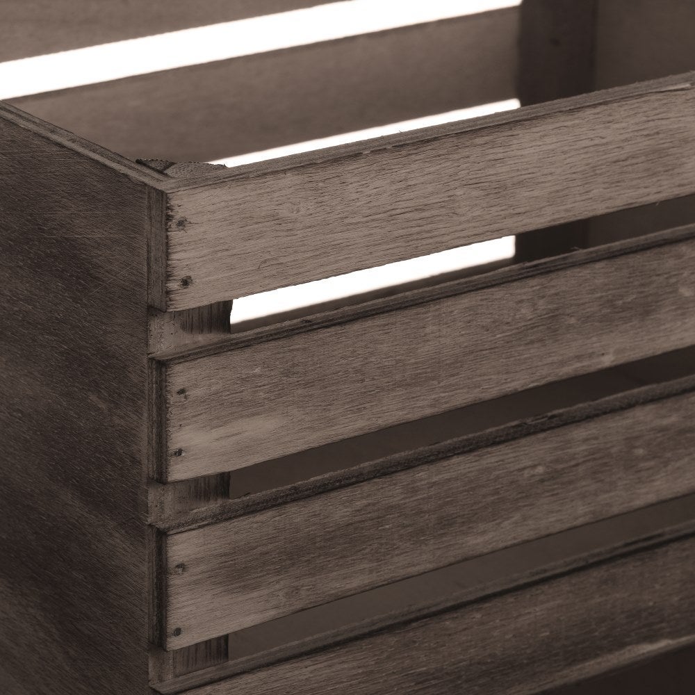 Set de 3 cajas organizadoras de madera marrón oscuro tipo cajas de fruta