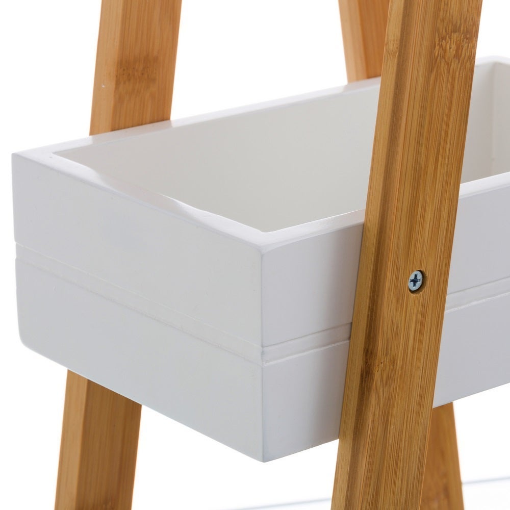 Estantería de bambú con 3 baldas blancas de 30x19x81 cm