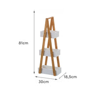 Estantería de bambú con 3 baldas blancas de 30x19x81 cm