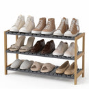 Zapatero de Bambú Natural con 3 Estantes Grises 70x26x59 cm