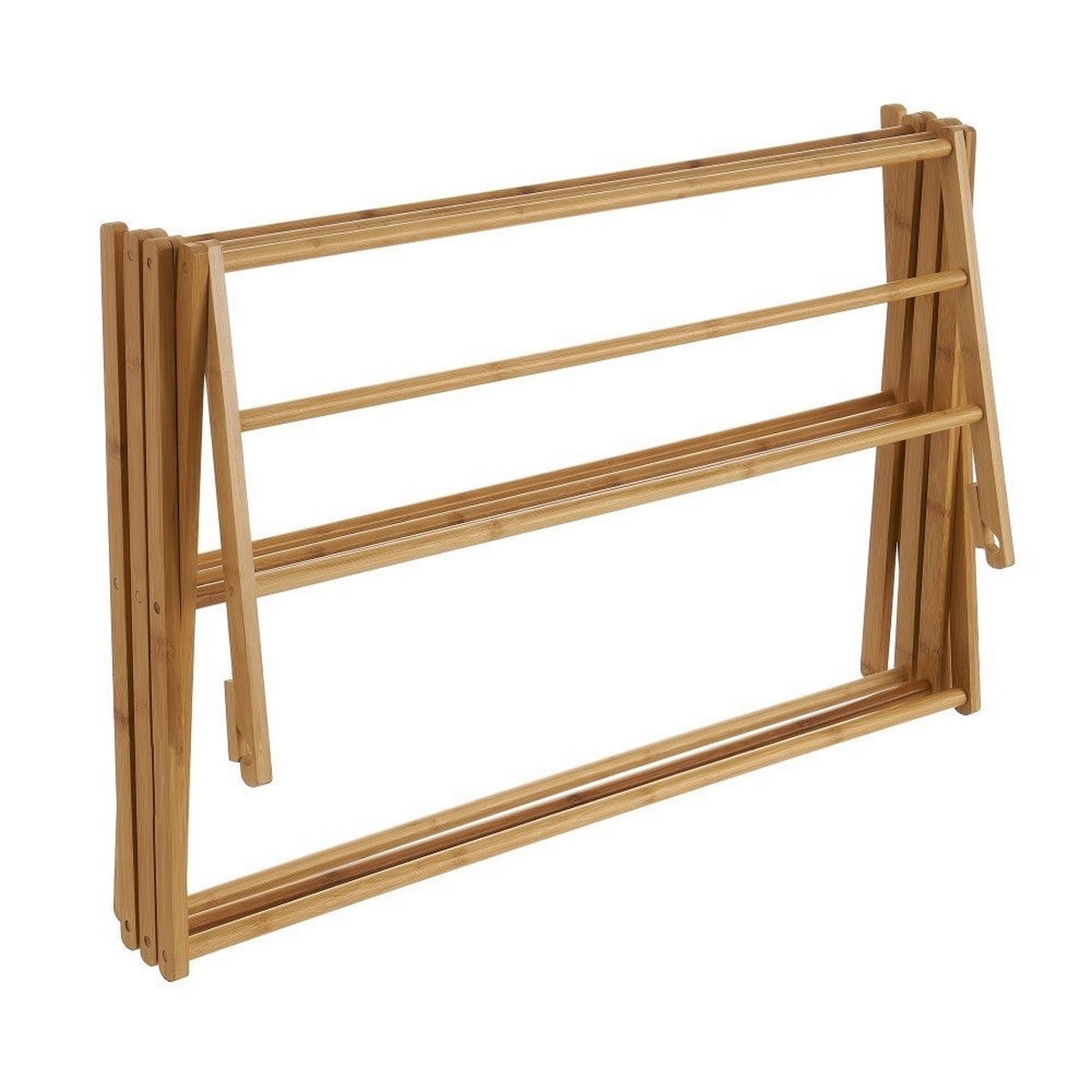 Toallero tendedero plegable de bambú natural de 74x36x105 cm