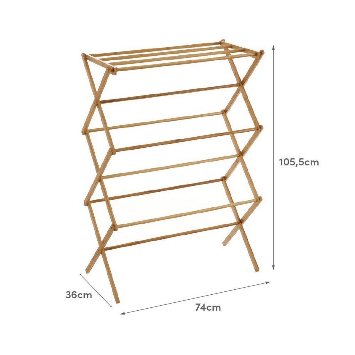 Toallero tendedero plegable de bambú natural de 74x36x105 cm