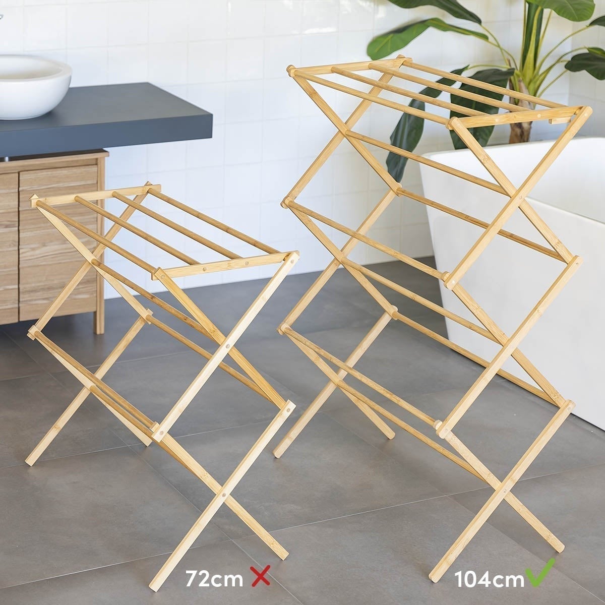 Toallero tendedero plegable de bambú natural de 74x36x105 cm