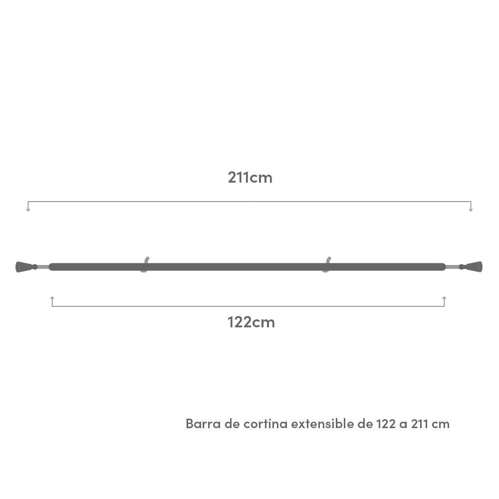 Barra de cortina 122-211 cm con 2 escuadras y terminales