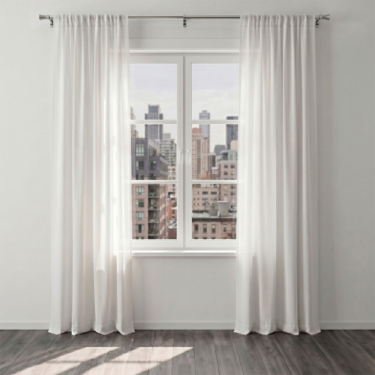 Barra cortina extensible plateada de metal de 122 a 211 cm con terminales