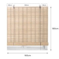 Estor enrollable de láminas de bambú natural de 160x180 cm