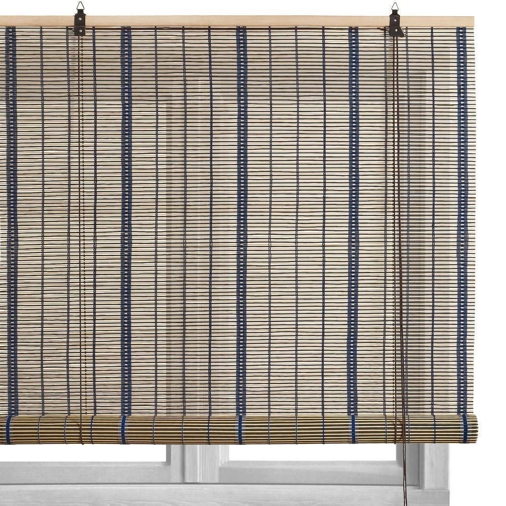 Estor enrollable de láminas azul de bambú de 120x180 cm