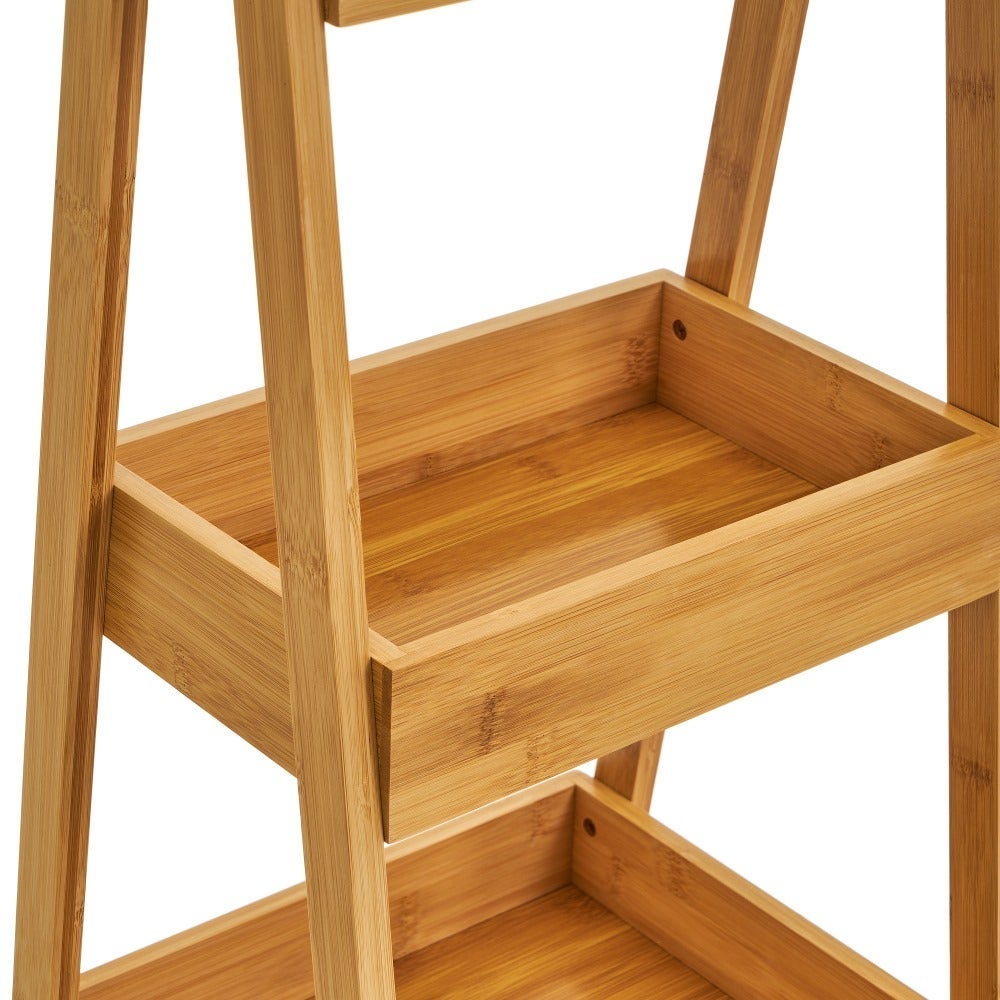 Estantería escalera de 3 bandejas de bambú natural de 30x25x78 cm