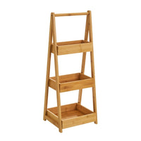 Estantería escalera de 3 bandejas de bambú natural de 30x25x78 cm