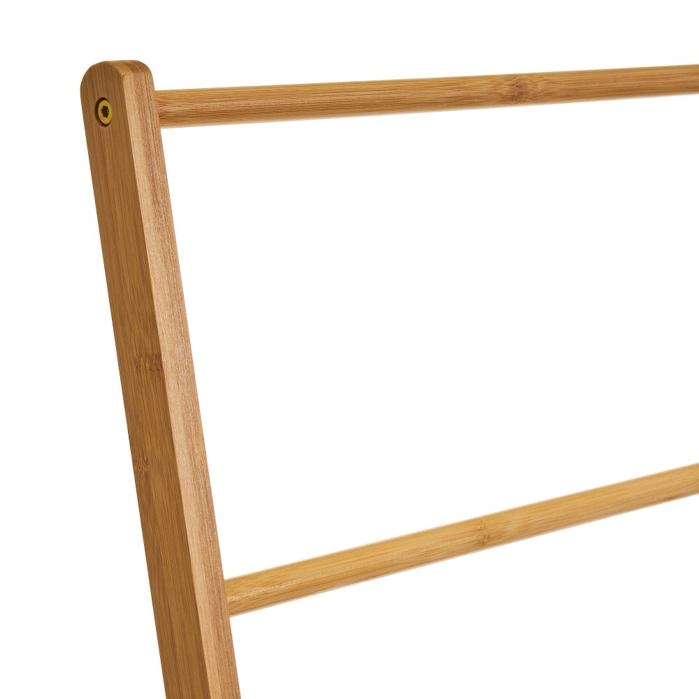 Toallero de pie triple de madera de bambú natural, medidas de 100x53x30cm