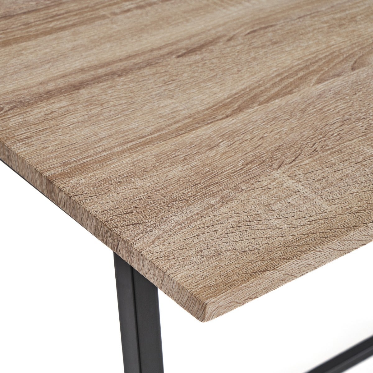 Mesa escritorio plegable de metal negro y tablero natural de 92x45x74 cm