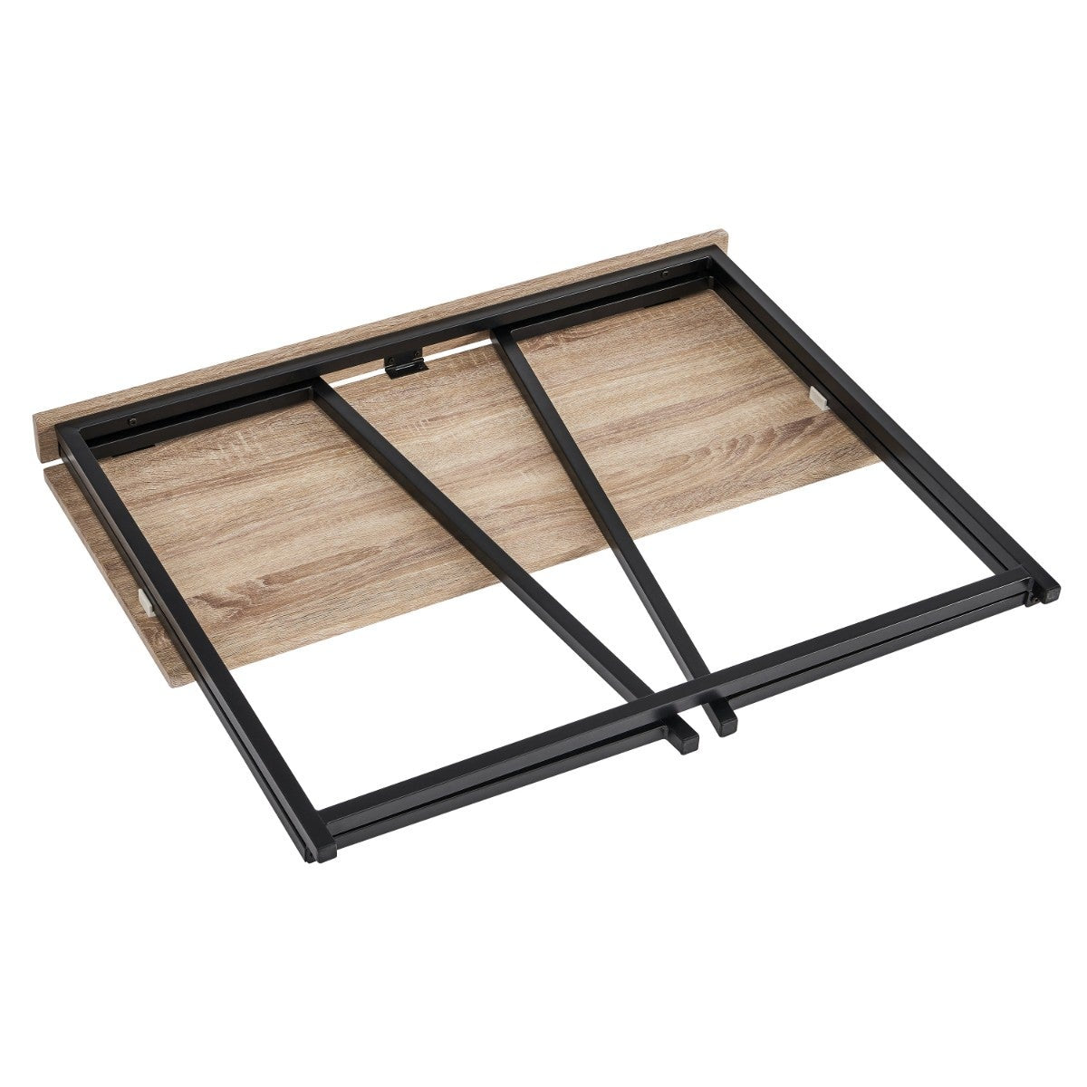 Mesa escritorio plegable de metal negro y tablero natural de 92x45x74 cm