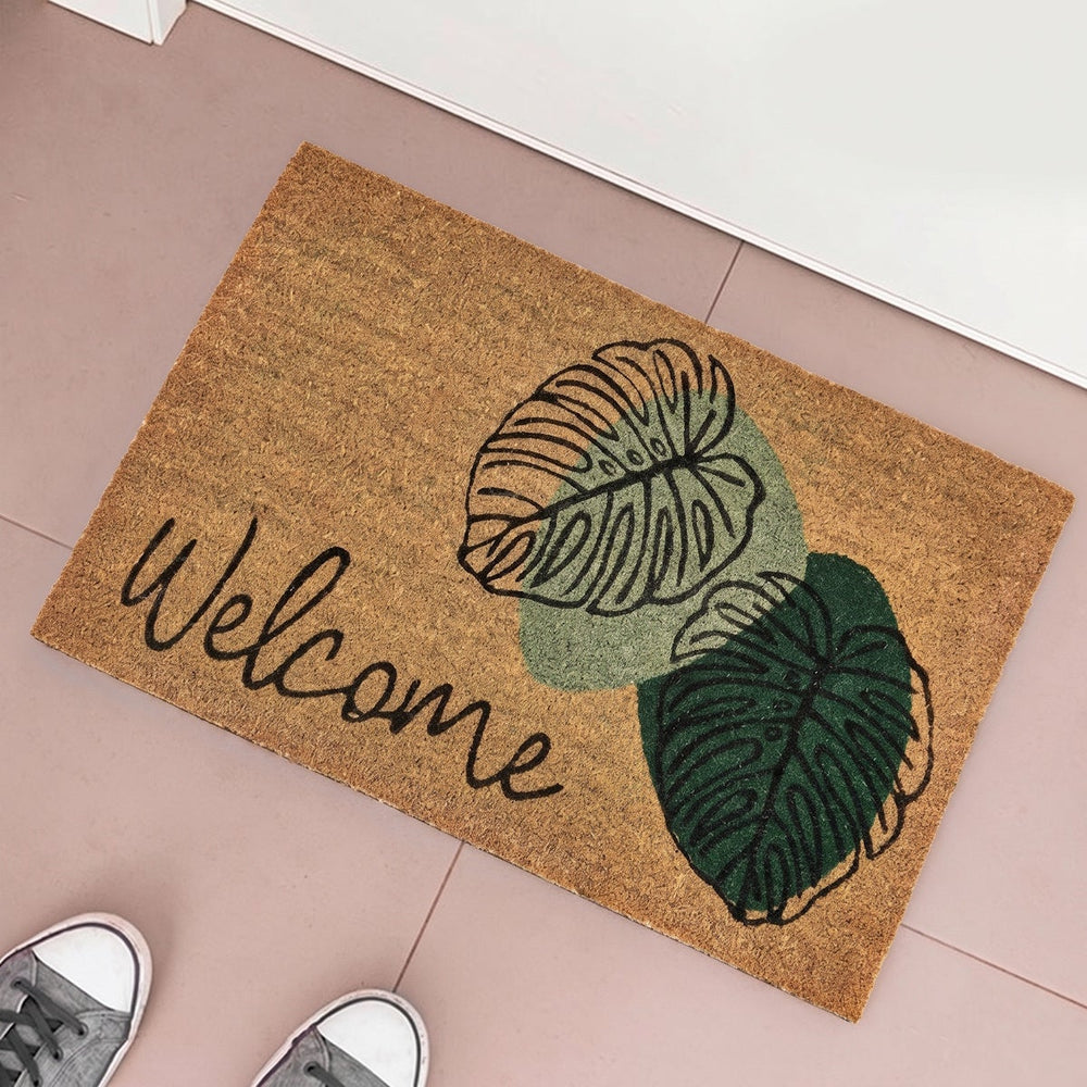 Felpudo antideslizante de fibra de coco natural modelo Welcome de 60x40 cm